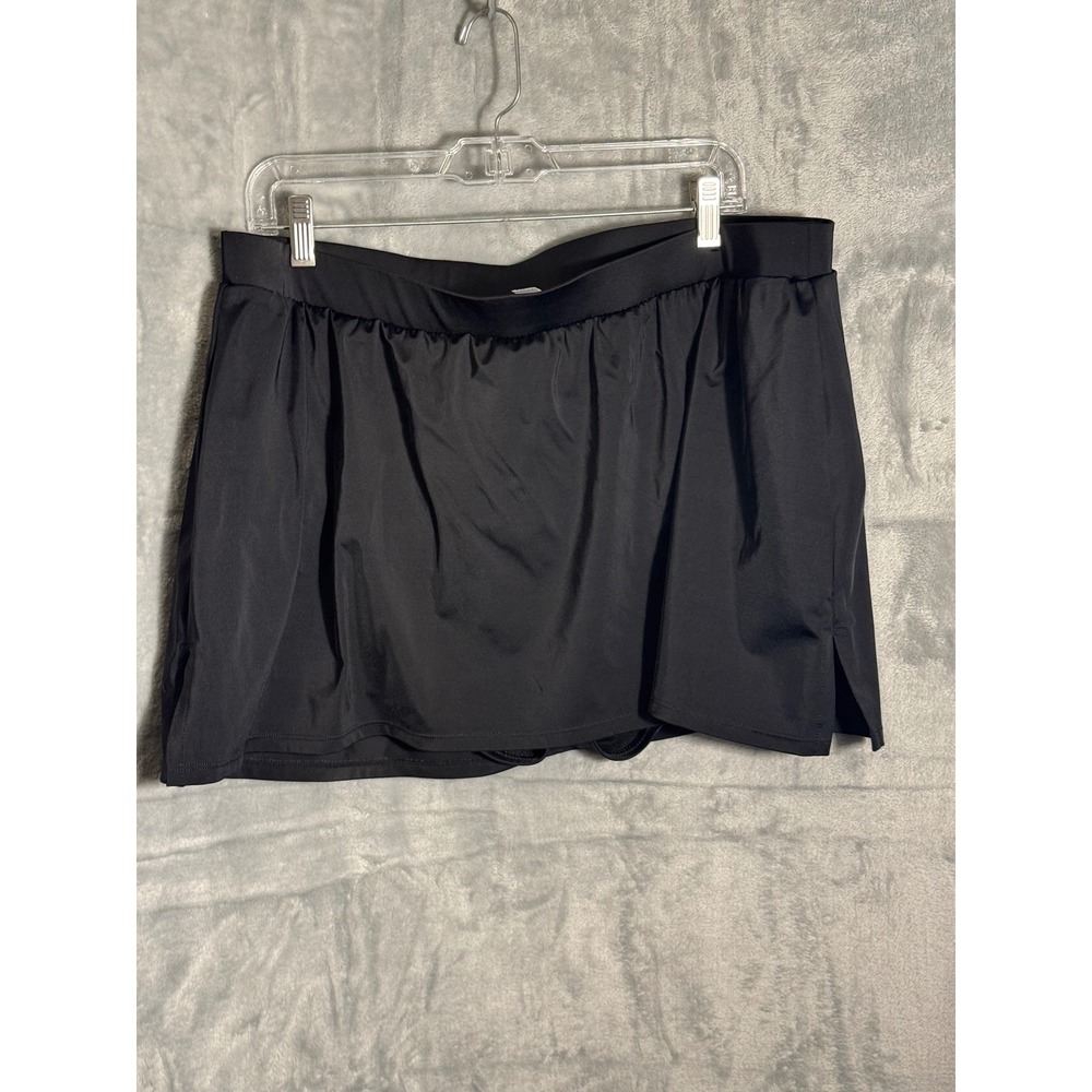 Cacique‎ Swim Black Swim Skirt Cover Up Skort Size 22 built in swim bottoms